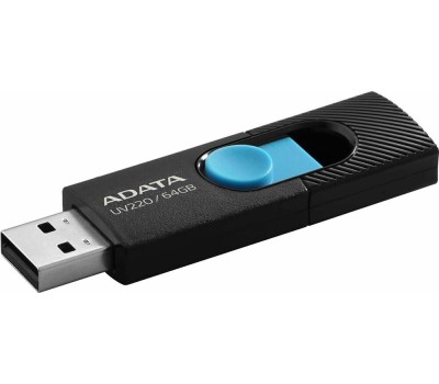 USB флэш-накопитель A-DATA 64GB UV220 черный/голубой USB2.0 (AUV220-64G-RBKBL)