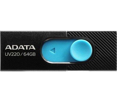 USB флэш-накопитель A-DATA 64GB UV220 черный/голубой USB2.0 (AUV220-64G-RBKBL)