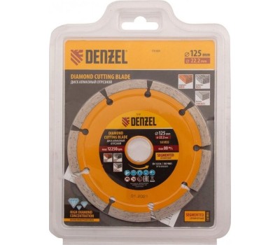 Отрезной алмазный диск DENZEL Диск алмазный, отрезной сегментный, 125 х 22.2 мм, сухая резка Denzel 73101