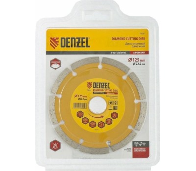 Отрезной алмазный диск DENZEL Диск алмазный, отрезной сегментный, 125 х 22.2 мм, сухая резка Denzel 73101