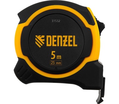 Рулетка DENZEL Рулетка 5м х 25мм, двухкомп. корпус, магнитный обрезиненный зацеп 31532