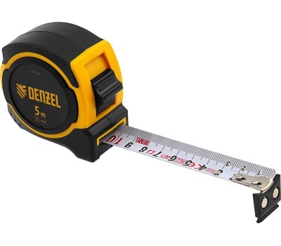 Рулетка DENZEL Рулетка 5м х 25мм, двухкомп. корпус, магнитный обрезиненный зацеп 31532