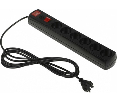 MOST LR 3м (6 розеток) черный (коробка)