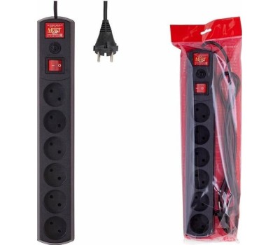 MOST LR 3м (6 розеток) черный (коробка)