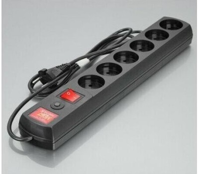 MOST LR 3м (6 розеток) черный (коробка)