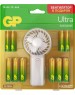 GP Батарея Ultra 15AU/24AU/FANWETA21-2CRSBC24 AA/AAA (промо:Вентилятор в подарок) (24шт) блистер