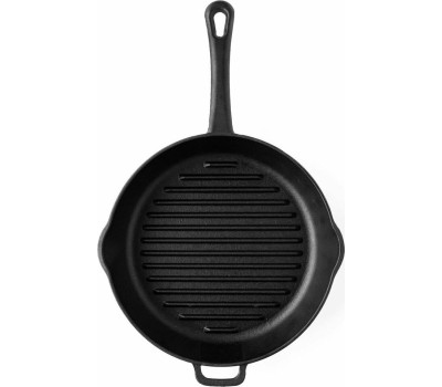РОССИЯ 0428 Сковорода-гриль чугунная, 28 см, с литой ручкой