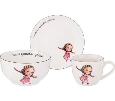 Набор столовый LEFARD НАБОР ПОСУДЫ ХОРОШАЯ ДЕВОЧКА, 3 ПР.: САЛАТНИК 470МЛ, ТАРЕЛКА 20СМ, КРУЖКА 220МЛ 260-681