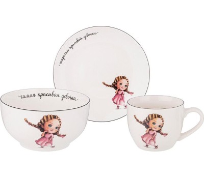 Набор столовый LEFARD НАБОР ПОСУДЫ ХОРОШАЯ ДЕВОЧКА, 3 ПР.: САЛАТНИК 470МЛ, ТАРЕЛКА 20СМ, КРУЖКА 220МЛ 260-681