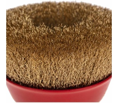 KRANZ Щетка коническая для УШМ, витая латунированная проволока, 125мм, М14