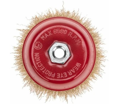 KRANZ Щетка коническая для УШМ, витая латунированная проволока, 125мм, М14