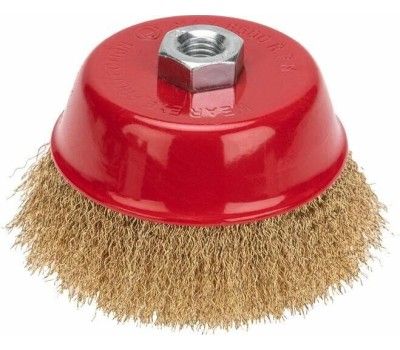 KRANZ Щетка коническая для УШМ, витая латунированная проволока, 125мм, М14