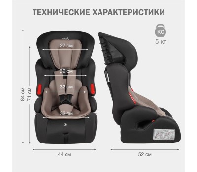 Автокресло детское SIGER УУД Космо Lux гр.I/II/III, антр.серый