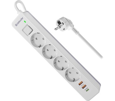 DEFENDER Сетевой фильтр DFS 145, 5м, белый [99435]