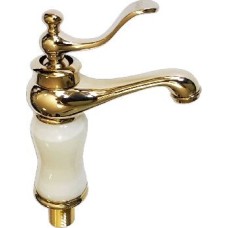 Смеситель для раковины BRIMIX 164 Смеситель для раковины , корпус под светлый мрамор с ЗОЛОТОМ , шаровый