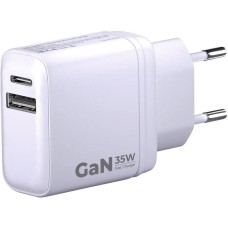 BORASCO Сетевое зарядное устройство USB + USB type-C, 35Вт, 3A, белый [52388]