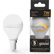 GAUSS Лампа LED E14, шар, 7Вт, одна шт. [105101107-d]