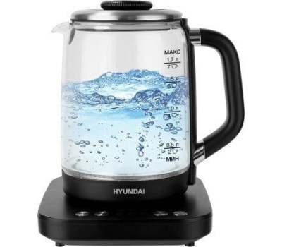 Чайник электрический HYUNDAI Чайник электрический HYK-G5506 1.7л. 2200Вт черный/серебристый корпус: стекло