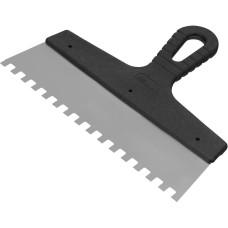 СИБРТЕХ Шпатель из нержавеющей стали, 250 мм, зуб 8 х 8 мм, пластмассовая ручка 85474