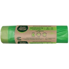Мешки для мусора MASTER FRESH С0006469 Master FRESH БИОпакеты для мусора с завязками 35л 15шт биоразлагаемые (салатовые) 14мкм