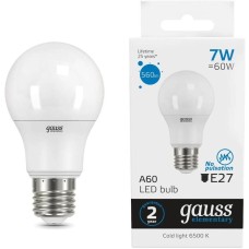 GAUSS Лампа светодиодная Elementary 7Вт цок.:E27 груша 220B св.свеч.бел.нейт. A60 (упак.:10шт) (23227A)
