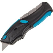 GROSS Нож ремонтно-монтажный, трехкомпонентная рукоятка, автовыброс, возврат лезвия, пистолетного типа, 170 мм, 5 запасных лезвий 78870