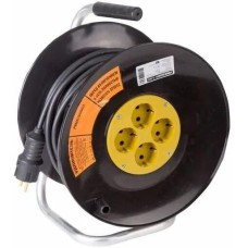 PROCONNECT Удлинитель силовой PROFESSIONAL (11-7613) 3x2.5кв.мм 4розет. 30м ПВС 16A катушка черный