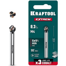 KRAFTOOL EXTREME Со5-А, d 8.3х6х50 мм, Z3, 90°, сталь M35, U-образная спираль, зенковка (29734-4)