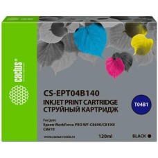 Картридж струйный CACTUS Картридж струйный CS-EPT04B140 T04B1 черный пигментный (120мл) для Epson WorkForce Pro WF-C8190, WF-C8690 с чипом