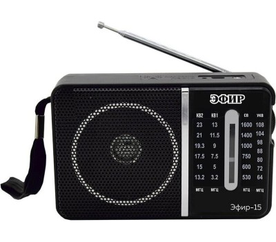 Радиоприемник ЭФИР 15 УКВ 64-108МГц, СВ 530-1600КГц, КВ1,КВ2 бат. 2*R20(D)