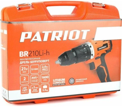 Дрель PATRIOT 180301555 BR 210UES-H Дрель-шуруповерт аккумуляторная