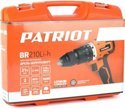 Дрель PATRIOT 180301555 BR 210UES-H Дрель-шуруповерт аккумуляторная