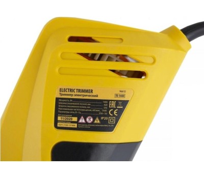 Триммеры DENZEL Триммер электрический TE-1400, 1400 Вт, 420 мм, катушка, диск, разборная штанга 96612 (1 коробка)