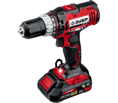 Дрель аккумуляторная ЗУБР ДШЛ-185-22 18В, 2 АКБ (2Ач), в кейсе, дрель-шуруповерт.