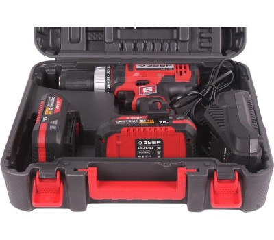 Дрель аккумуляторная ЗУБР ДШЛ-185-22 18В, 2 АКБ (2Ач), в кейсе, дрель-шуруповерт.