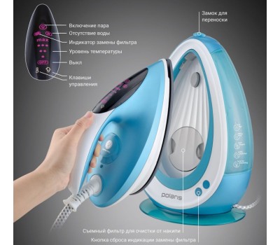 Утюг с парогенератором POLARIS PSS 6540K парогенератор белый/бирюзовый