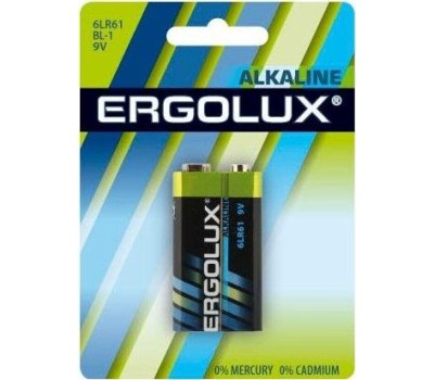 Элементы питания ERGOLUX (11753) 6LR61 Alkaline BL-1