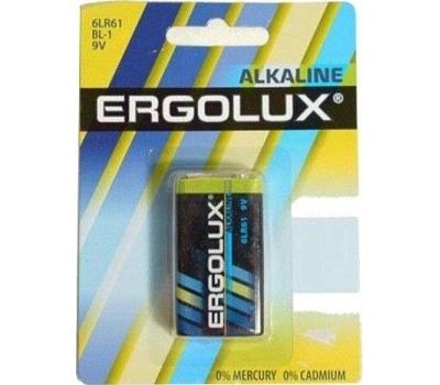 Элементы питания ERGOLUX (11753) 6LR61 Alkaline BL-1