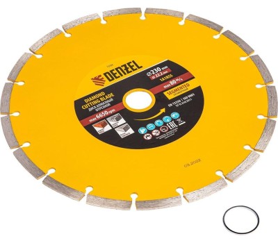 Отрезной алмазный диск DENZEL Диск алмазный, отрезной сегментный, 230 х 22.2 мм, сухая резка Denzel 73104