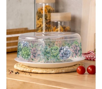 Крышка для СВЧ HOMVER Botanica D250мм с декором (бесцветный) 222132601/00