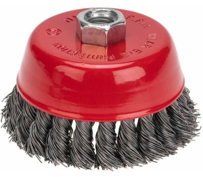 Щетка чашечная KRANZ (KR-91-1234) Щетка чашечная для УШМ, крученая стальная проволока, 100мм, М14