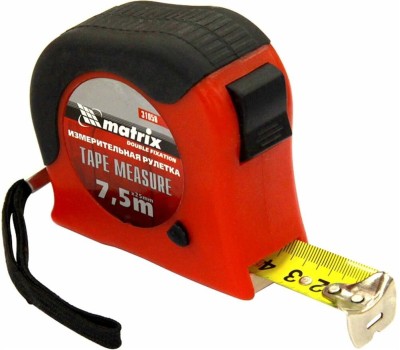 Рулетка MATRIX Рулетка Double fixation,7,5 м х 25 мм,обрезиненный корпус,двойная плавная фиксация 31058