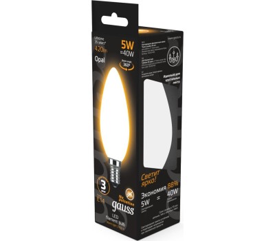 GAUSS Лампа филаментная E14, свеча, 5Вт, одна шт. [103201105]