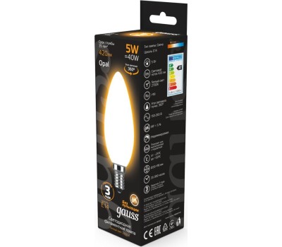GAUSS Лампа филаментная E14, свеча, 5Вт, одна шт. [103201105]