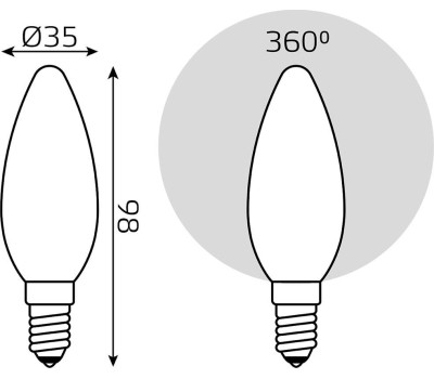 GAUSS Лампа филаментная E14, свеча, 5Вт, одна шт. [103201105]