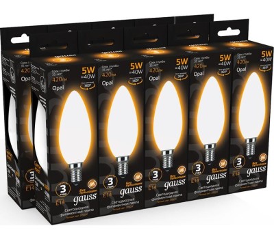 GAUSS Лампа филаментная E14, свеча, 5Вт, одна шт. [103201105]