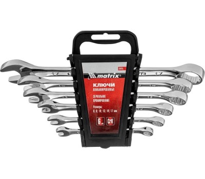 Набор ключей MATRIX Набор ключей комбинированных, 6-17 мм, 6 шт, CrV, полированный хром 15414