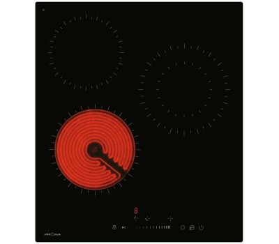 KRONA Электрическая варочная поверхность 45 BL 1DZTS, конфорок: 3 шт., стеклокерамика, независимая, черный