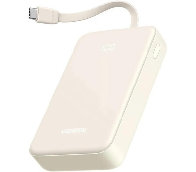 UGREEN Внешний аккумулятор PB505 (45762) 20000mAh Quick Charging Power Bank 20W со встроенным кабелем USB-C. Цвет: серый
