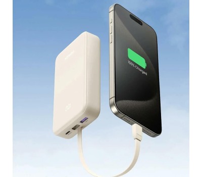 UGREEN Внешний аккумулятор PB505 (45762) 20000mAh Quick Charging Power Bank 20W со встроенным кабелем USB-C. Цвет: серый